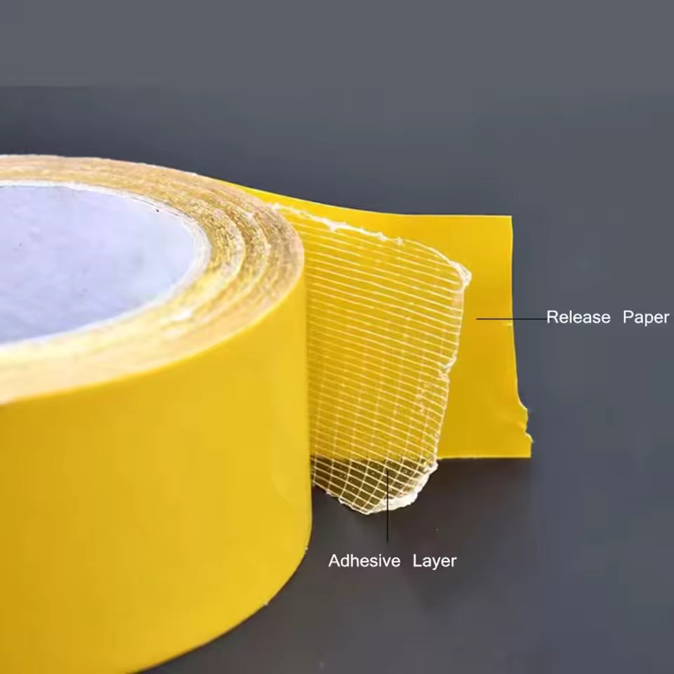 Super Thin Strong Fixation Double Sided Adhesive Tape Heavy Duty Translucent Mesh Waterproof Traceless Powerful Grid Carpet Tape
