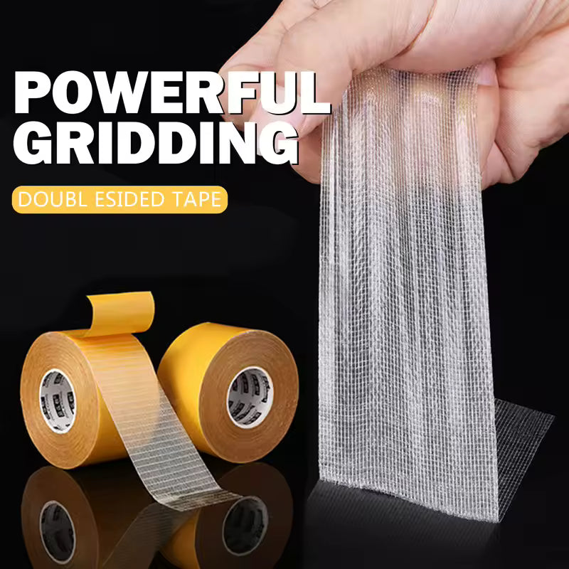 Super Thin Strong Fixation Double Sided Adhesive Tape Heavy Duty Translucent Mesh Waterproof Traceless Powerful Grid Carpet Tape